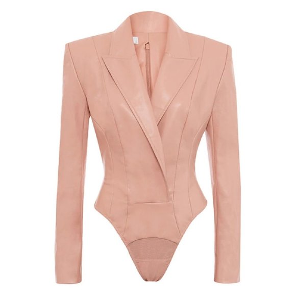NWT Soft Pink Leather Dress Suit SIZE SMALL ONLY - Picture 6 of 9